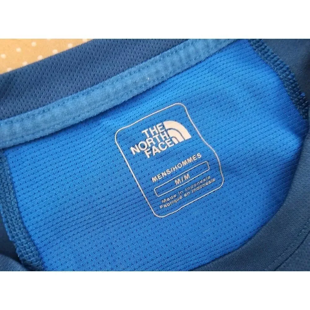 The North Face Shirt Mens Medium Blue Short Sleeve Logo Crew Neck Vapor Wick